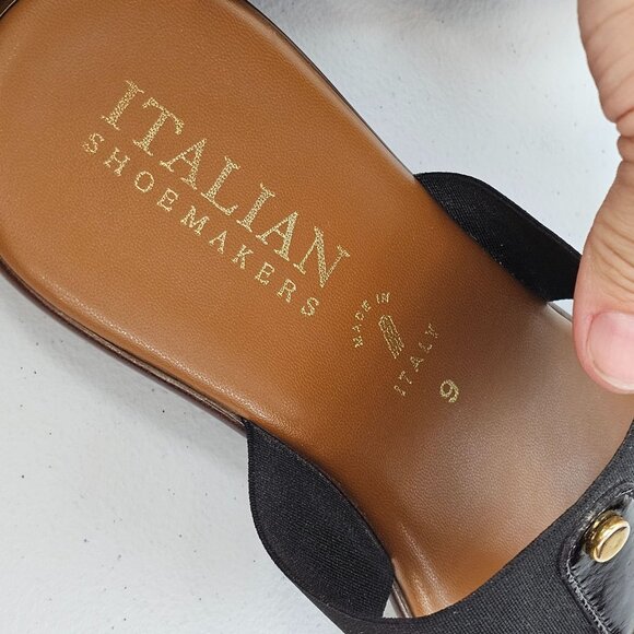 Italian Shoemakers Wms 9 Brown Black Open Toe Comfort Earthy Summer Slide Shoes - Picture 13 of 16